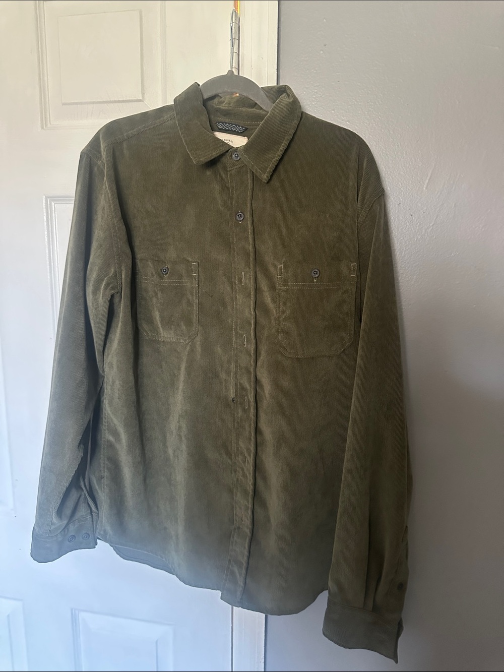 Vintage Olive Green Corduroy Shirt Jacket